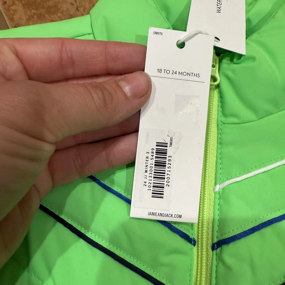 Janie and Jack Kids Green Quilted Puffer Vest Water Resistant 18-24 Months NWT